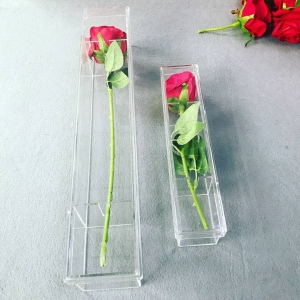 長い茎とバラのための防水透明なアクリルの花のボックス 