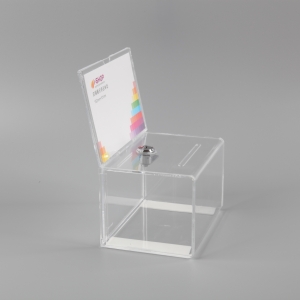 印のプレキシガラスの寄付のオルガナイザーが付いている明確なアクリルの投票箱 