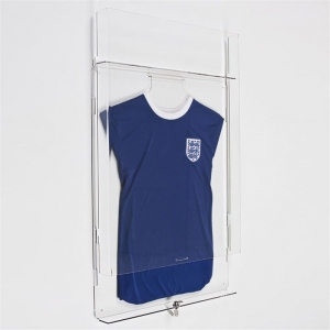 壁に取り付けられたアクリルのスポーツの陳列ケースのプレキシガラスのTシャツの陳列箱 