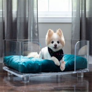 ラウンドクリアアクリルペットの犬のベッド 