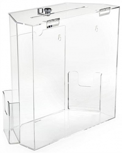 ハンドメイドのプレキシガラスの提案の場合のパンフレットのホールダーが付いている黒いアクリルの寄付のロック可能な箱 