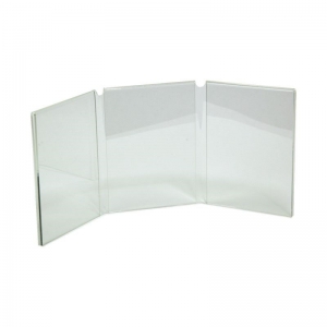 5x7透明プレキシガラスサインディスプレイスタンドクリアアクリルトリプルサインホルダー 