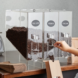 3つのコンパートメントを持つアクリルコーヒー豆ディスペンサーを製造する 