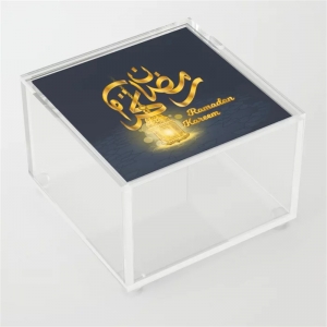 透明なグラフィックデザインラマダンイスラム教徒のアクリルボックス蓋付き
 