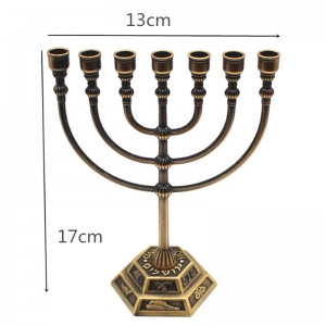 ゴールドメタル燭台ホルダー Judaica Menorah 7 ブランチ 