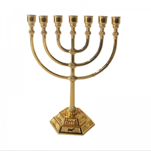 ゴールドメタル燭台ホルダー Judaica Menorah 7 ブランチ 