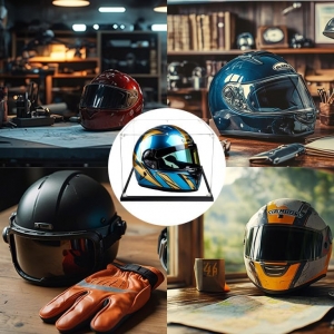 大型長方形アクリルヘルメットショーケース 