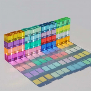 正方2.5cm虹色半透明の豪華なアクリルビルディングブロック 