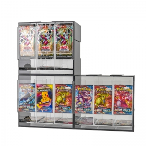 スタッキング可能な3スロットのブラックアクリル製ブースターパックディスペンサー 