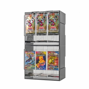 スタッキング可能な3スロットのブラックアクリル製ブースターパックディスペンサー 