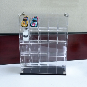 組み立て式アクリル製4段ミニカー用ディスプレイケース（黒ベース） 